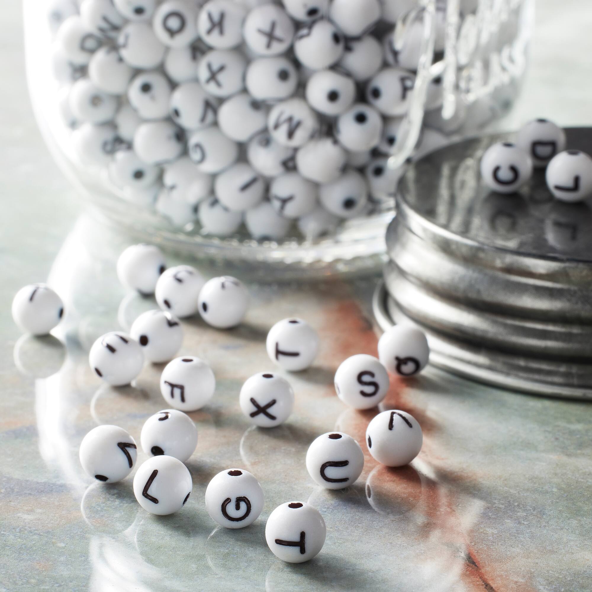Alphabet Acrylic Round Craft Beads by Bead Landing™, 7.5mm
